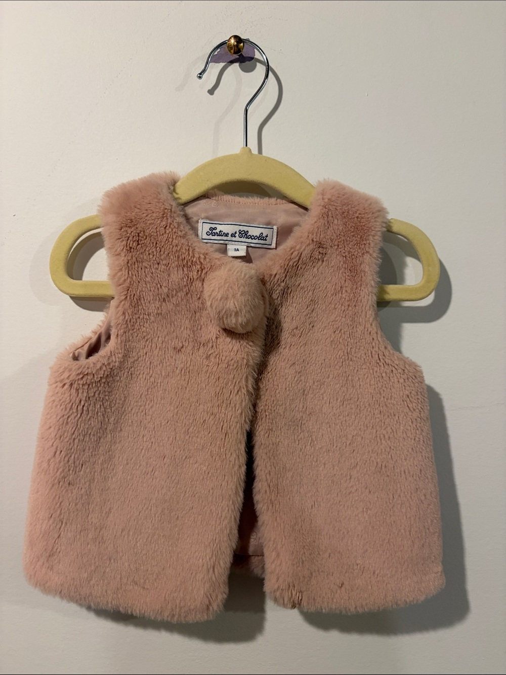 Tartine et Chocolat Pink Faux Fur Vest Size 1A